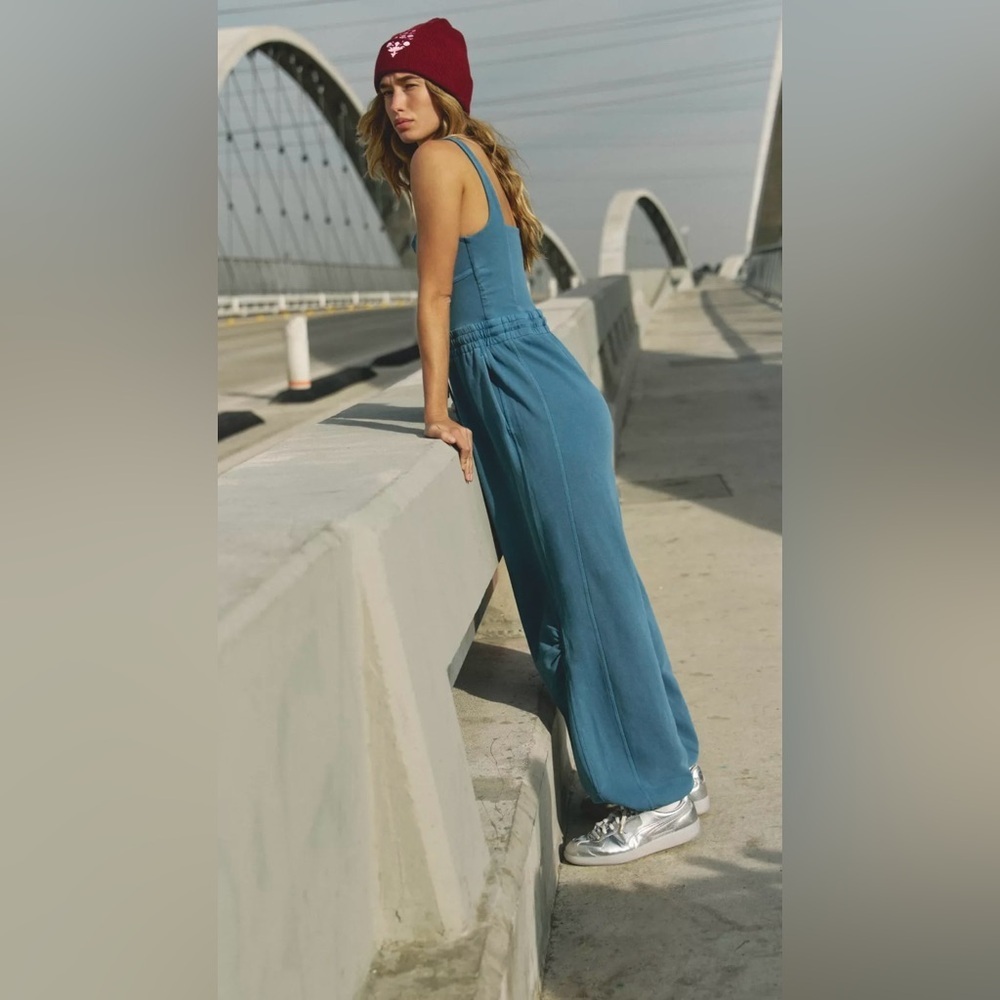 NWT Free People Movement XL Inbound Onesie in Skyline Misty Blue Jumpsuit $128 - Picture 4 of 12